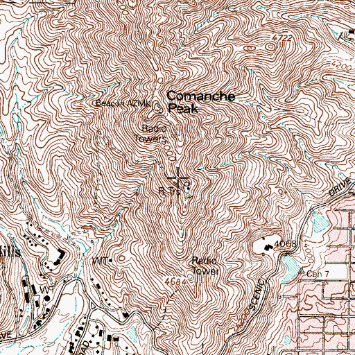 Topographic Map of KAMA-FM (El Paso), TX