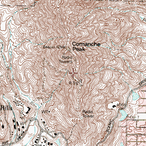Topographic Map of KEZB-FM (El Paso), TX