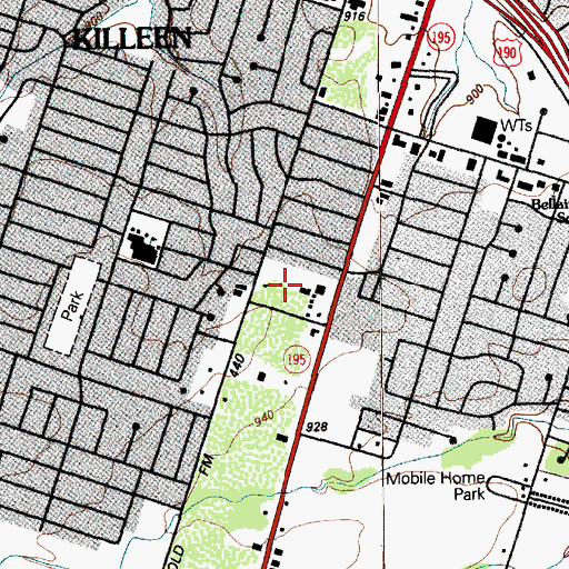 Topographic Map of KLFX-FM (Harker Heights), TX