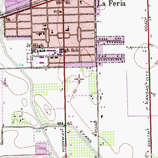 Topographic Map of KELT-FM (Harlingen), TX