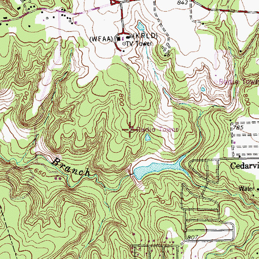 Topographic Map of KVIL-FM (Highland Park-Dallas), TX