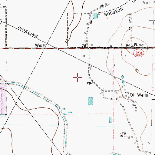 Topographic Map of KLDE-FM (Houston), TX