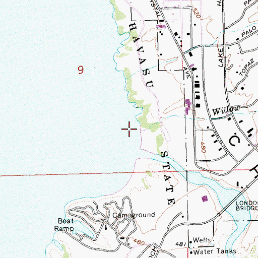 Topographic Map of Willow Wash, AZ