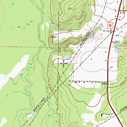 Topographic Map of KJTX-FM (Jefferson), TX
