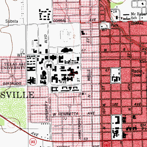 Topographic Map of KTAI-FM (Kingsville), TX