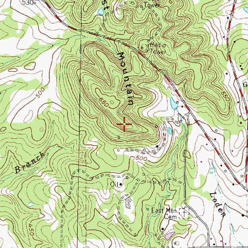 Topographic Map of KYKX-FM (Longview), TX