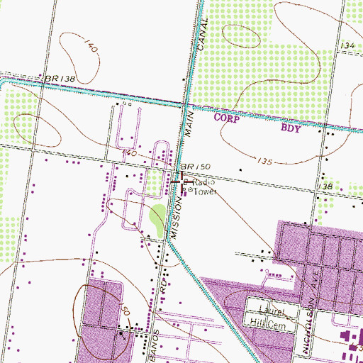 Topographic Map of KITM-FM (Mission), TX