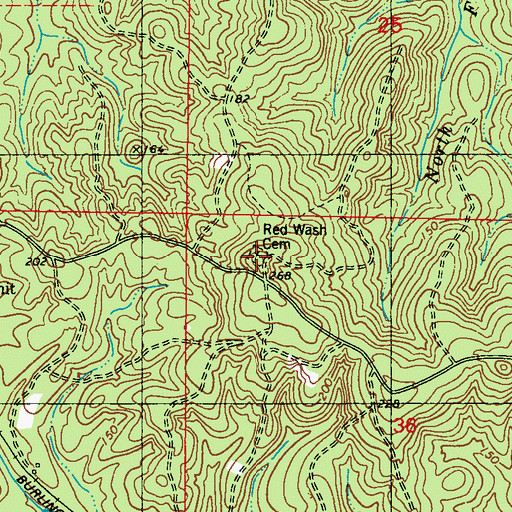 Topographic Map of Red Wash Cemetery, AL
