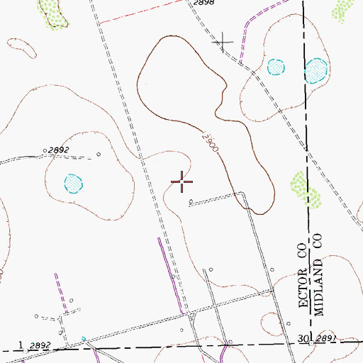 Topographic Map of KODM-FM (Odessa), TX