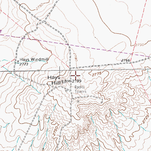 Topographic Map of KPTX-FM (Pecos), TX