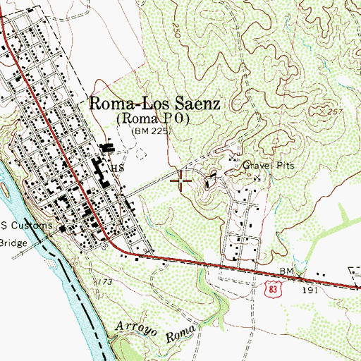 Topographic Map of KBMI-FM (Roma), TX
