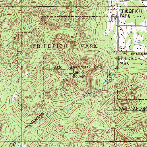 Topographic Map of KSAQ-FM (San Antonio), TX