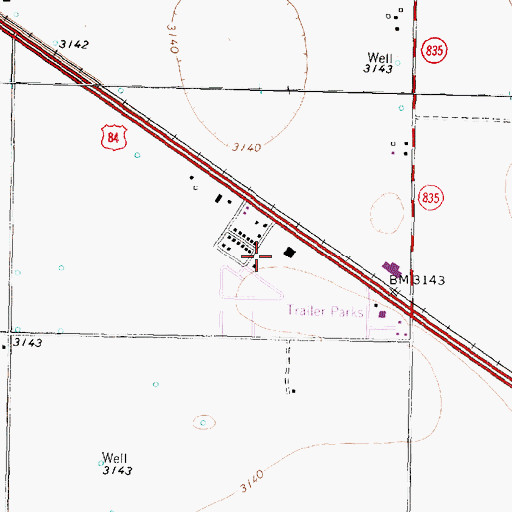 Topographic Map of KJAK-FM (Slaton), TX