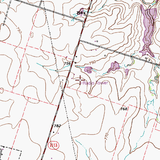 Topographic Map of KNFO-FM (Waco), TX