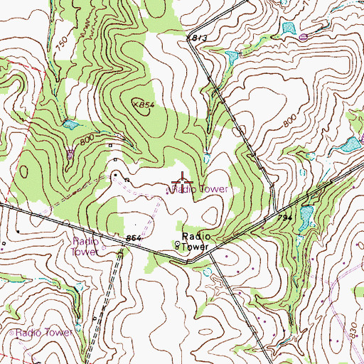 Topographic Map of KWTX-FM (Waco), TX