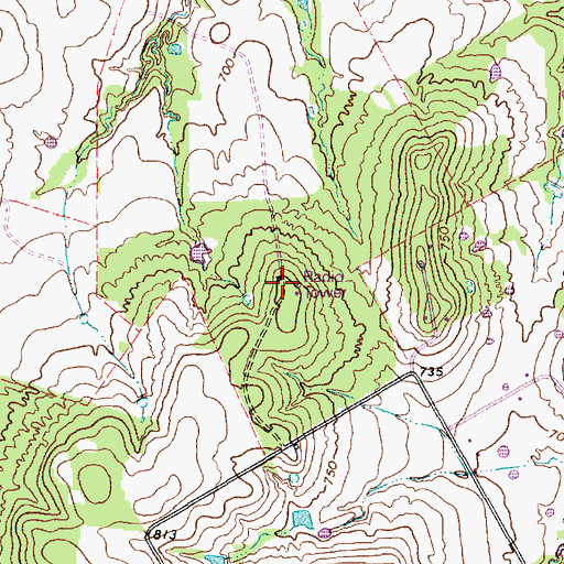 Topographic Map of WACO-FM (Waco), TX