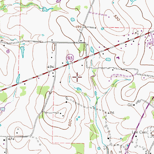 Topographic Map of KWNS-FM (Winnsboro), TX