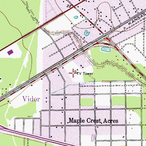 Topographic Map of KFDM-TV (Beaumont), TX