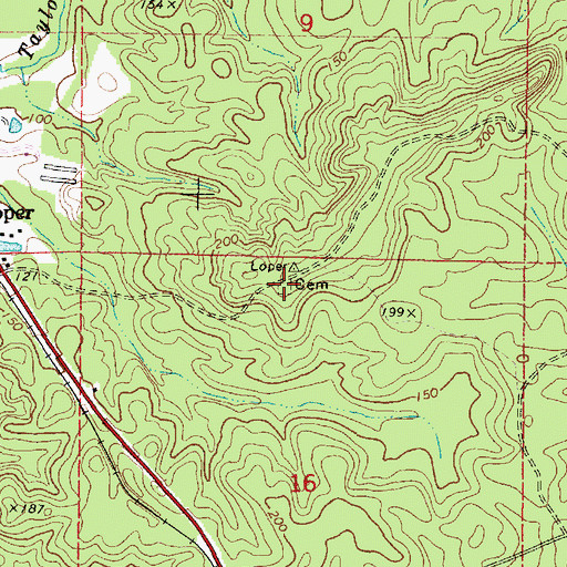 Topographic Map of Rocky Ridge Cemetery, AL