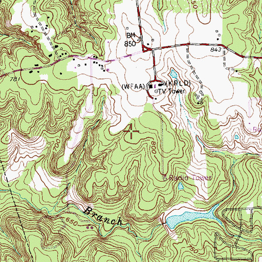 Topographic Map of WFAA-TV (Dallas), TX