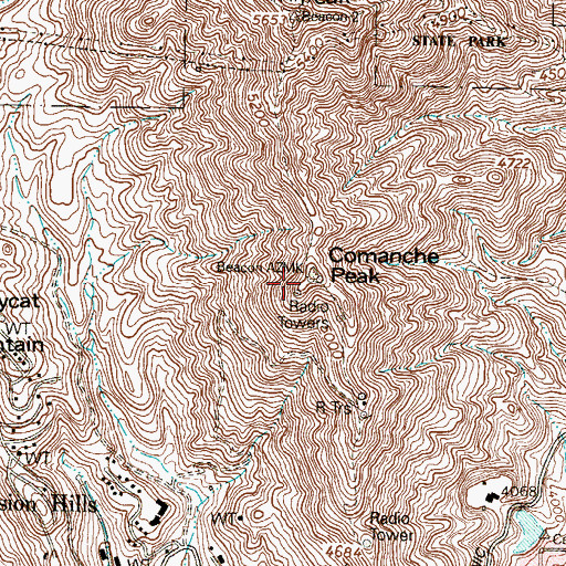Topographic Map of KINT-TV (El Paso), TX
