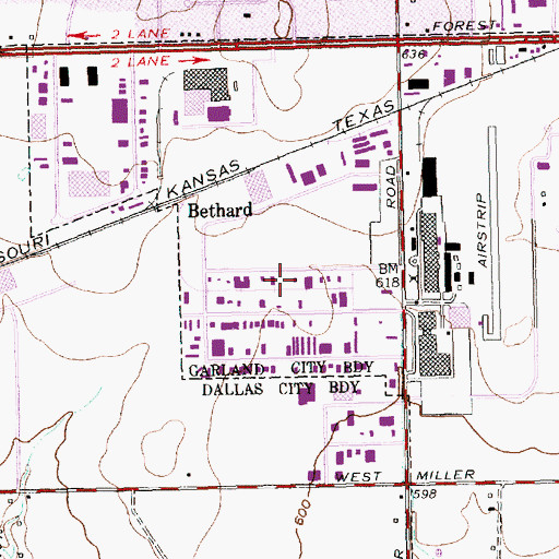 Topographic Map of KUVN-TV (Garland), TX