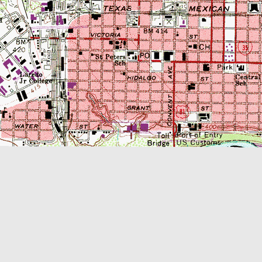 Topographic Map of KLDO-TV (Laredo), TX