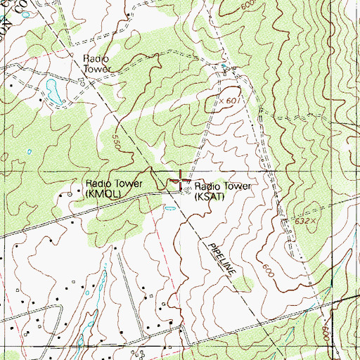Topographic Map of KSAT-TV (San Antonio), TX