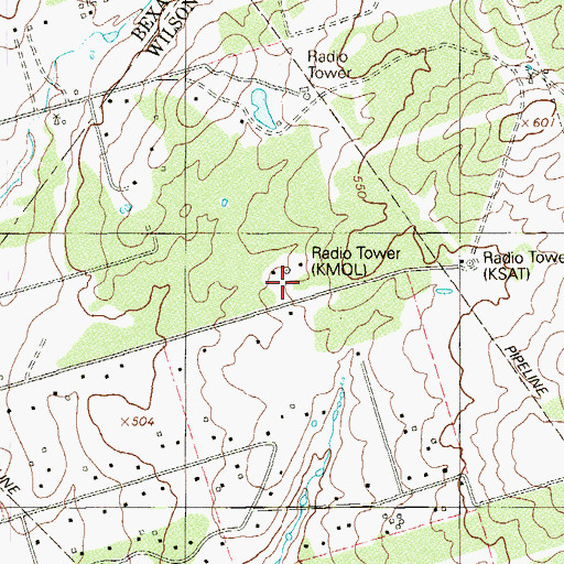 Topographic Map of KENS-TV (San Antonio), TX