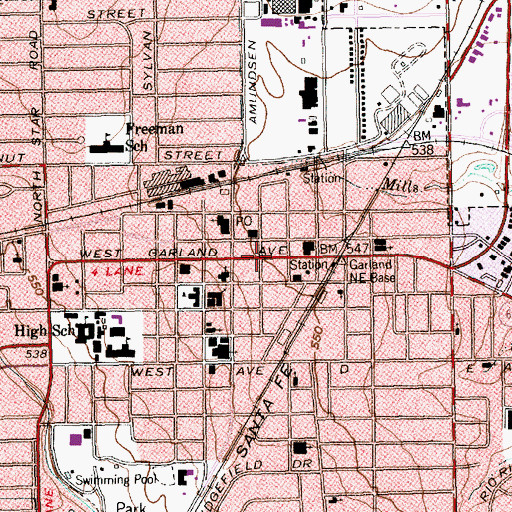 Topographic Map of Garland, TX