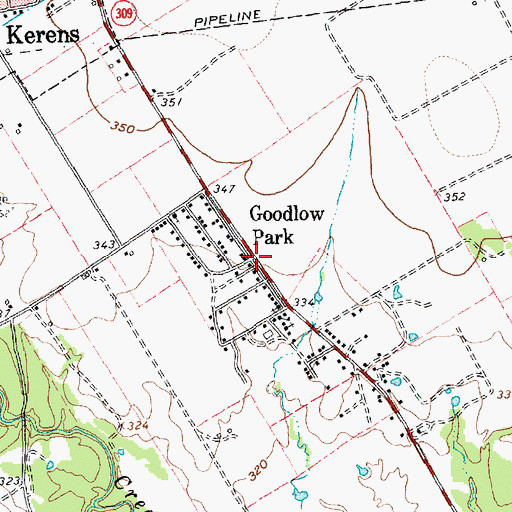 Topographic Map of Goodlow Park, TX