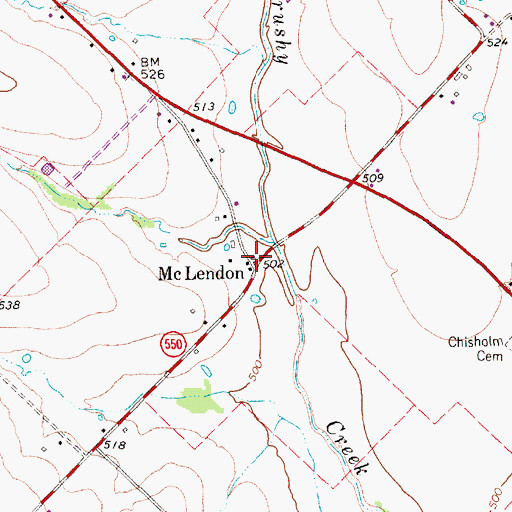 Topographic Map of McLendon, TX