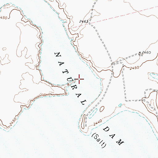 Topographic Map of Natural Dam Lake, TX
