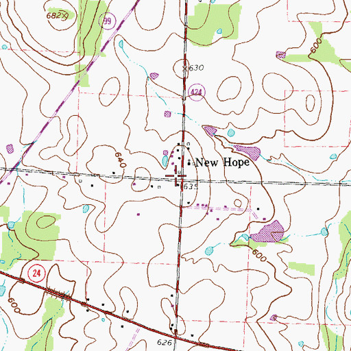 Topographic Map of New Hope (historical), TX