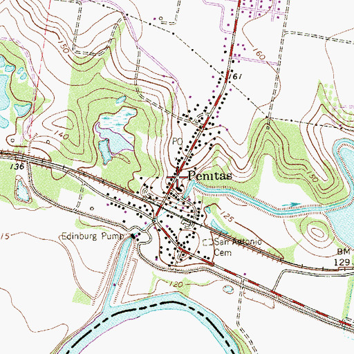Topographic Map of Penitas, TX
