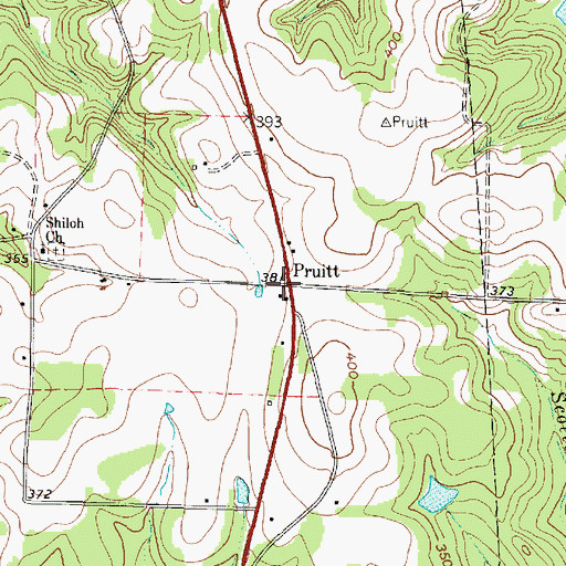 Topographic Map of Pruett, TX