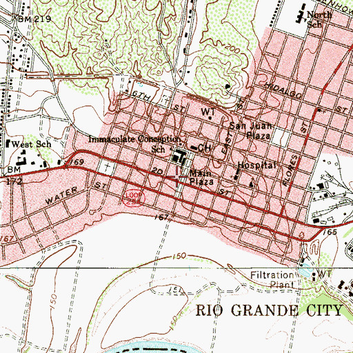 Topographic Map of Rio Grande City, TX