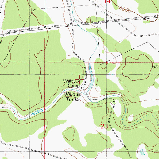 Topographic Map of Willows Camp, AZ