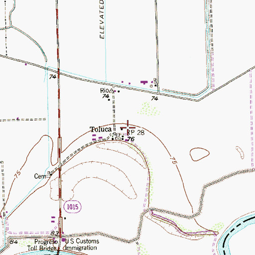 Topographic Map of Toluca, TX