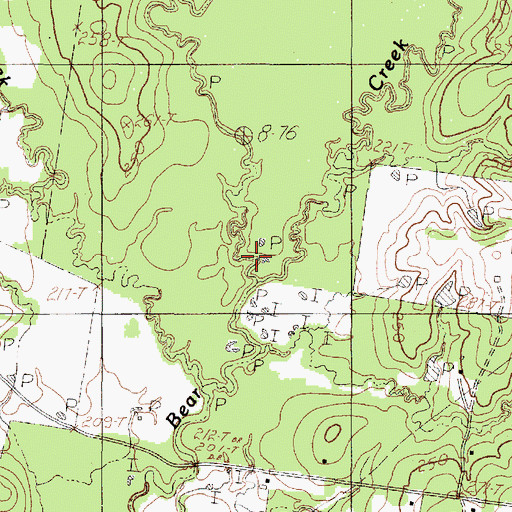Topographic Map of Sandy Creek, TX