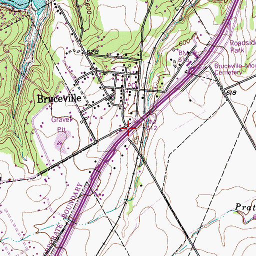 Topographic Map of Bruceville, TX