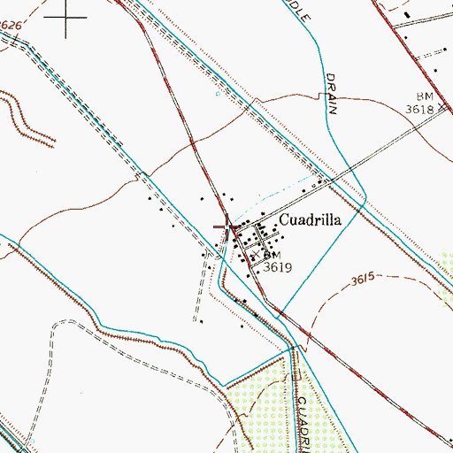 Topographic Map of Cuadrilla, TX