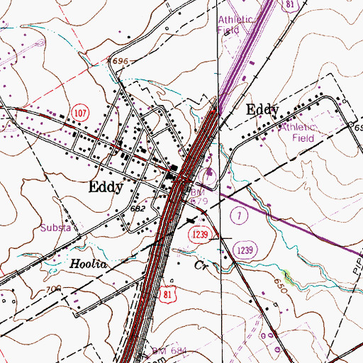 Topographic Map of Eddy, TX