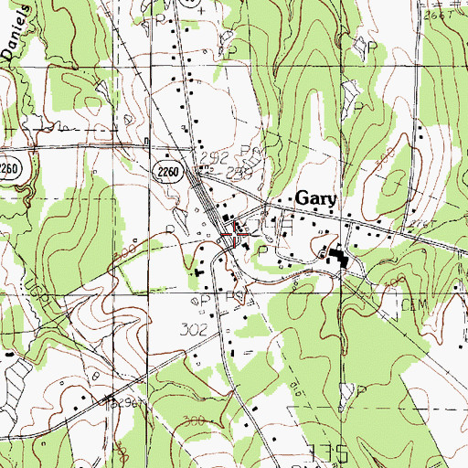 Topographic Map of Gary, TX