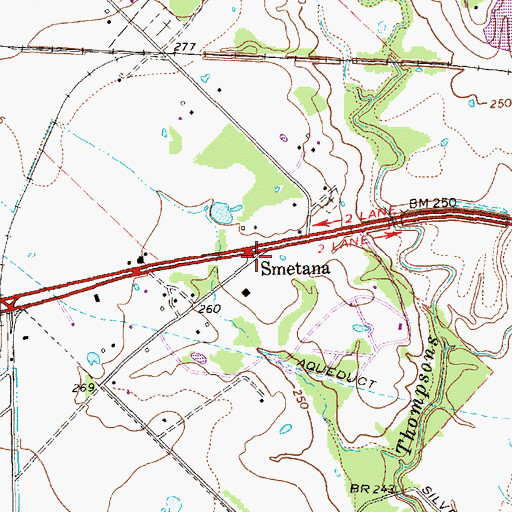 Topographic Map of Smetana, TX