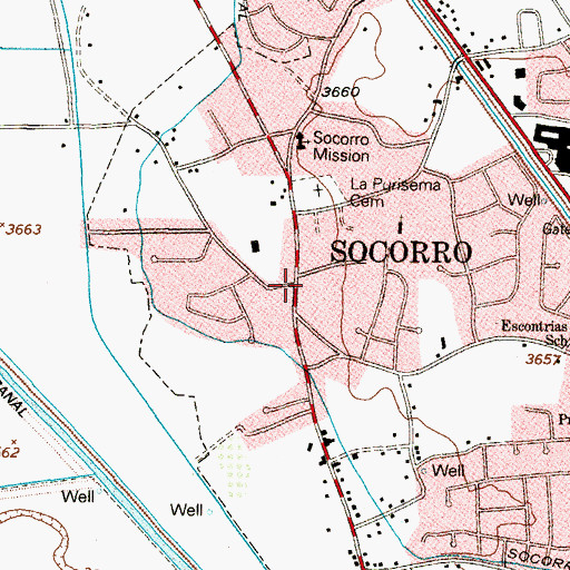 Topographic Map of Socorro, TX