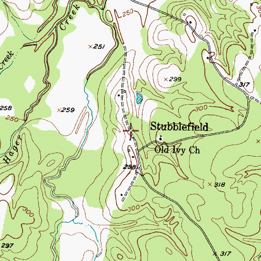 Topographic Map of Stubblefield, TX