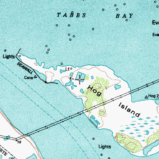 Topographic Map of Hog Island, TX