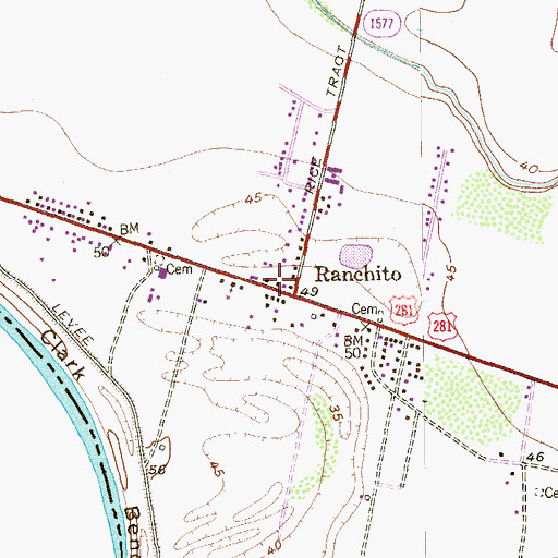 Topographic Map of Ranchito, TX