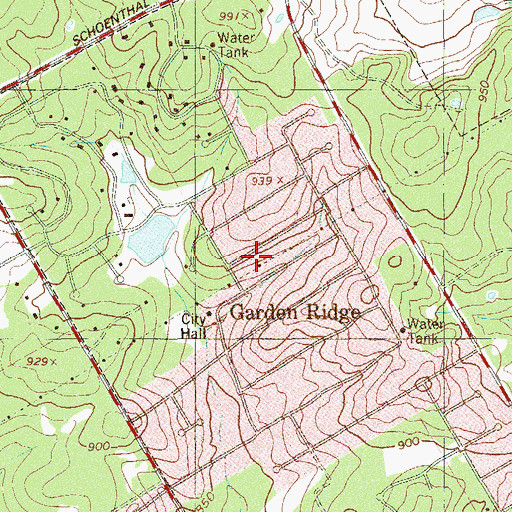 Topographic Map of Garden Ridge, TX